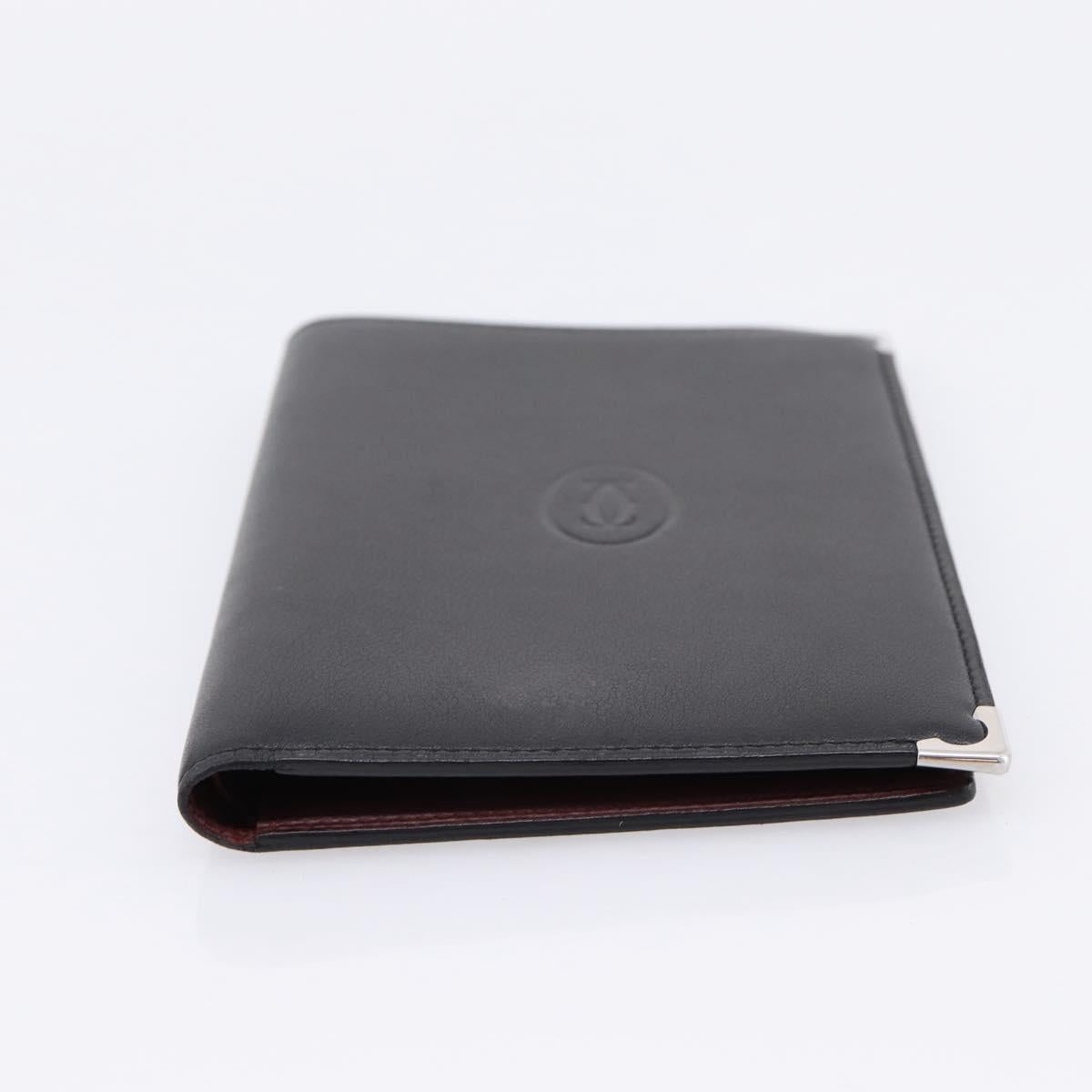 CARTIER Billfold Leather Black Silver Auth bs36836A