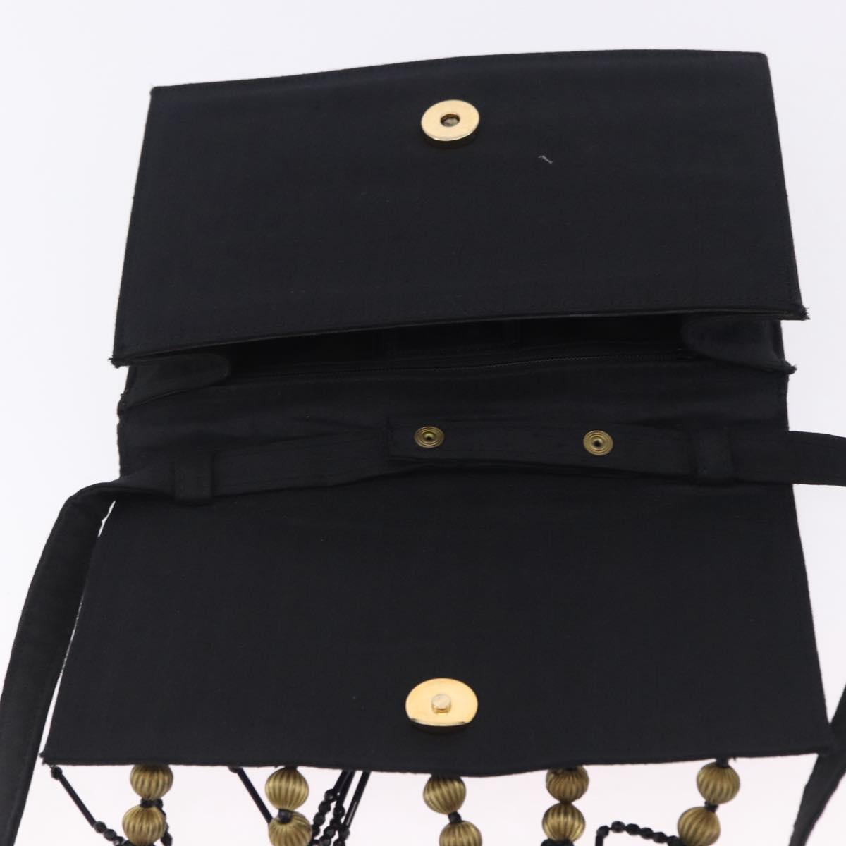 Gianni Versace Shoulder Bag Canvas Black Gold Auth bs36837