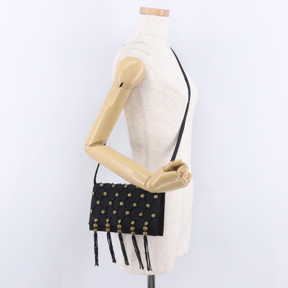Gianni Versace Shoulder Bag Canvas Black Gold Auth bs36837