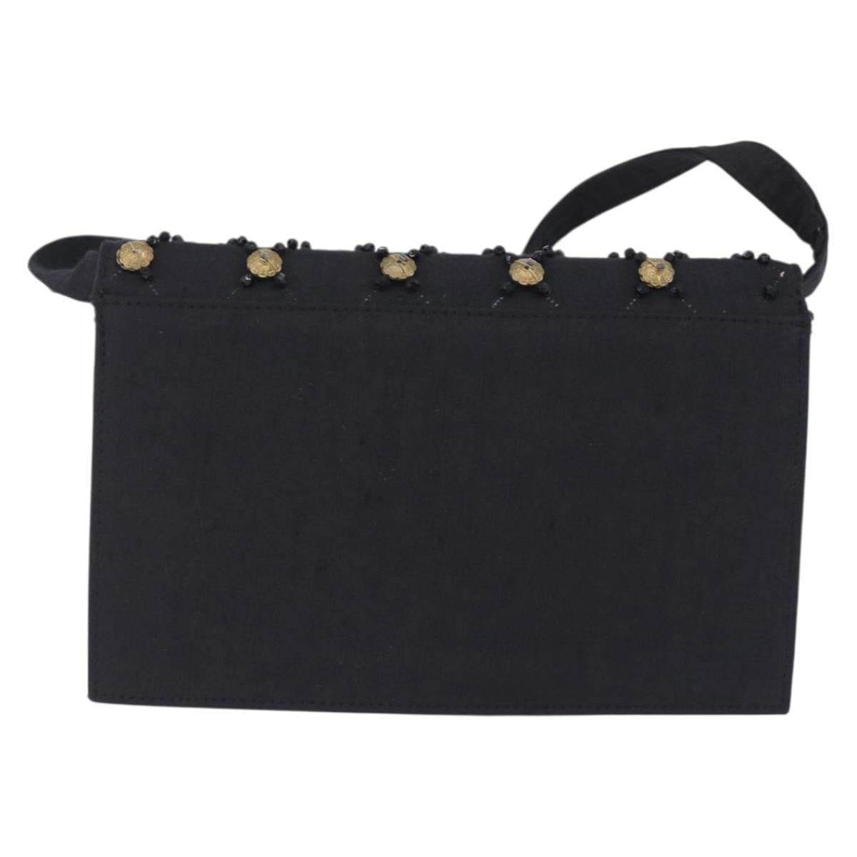 Gianni Versace Shoulder Bag Canvas Black Gold Auth bs36837