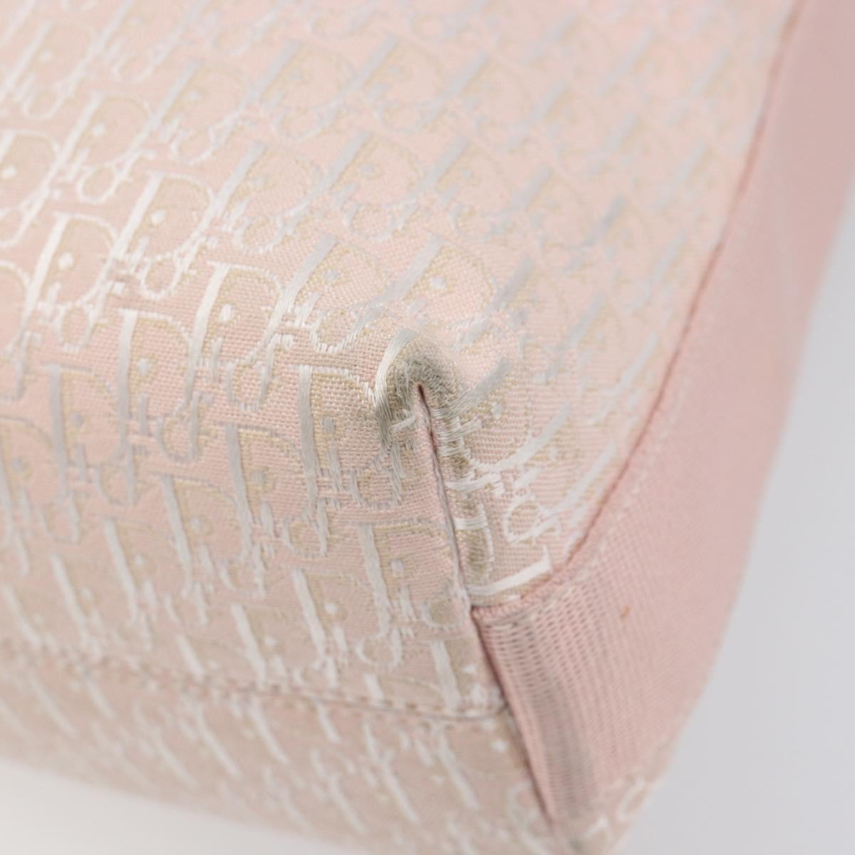 Christian Dior Trotter Canvas Shoulder Bag Pink Silver Auth bs36839