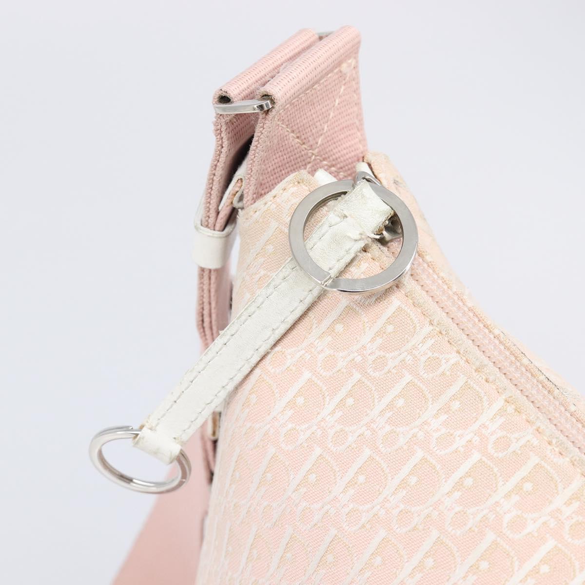 Christian Dior Trotter Canvas Shoulder Bag Pink Silver Auth bs36839
