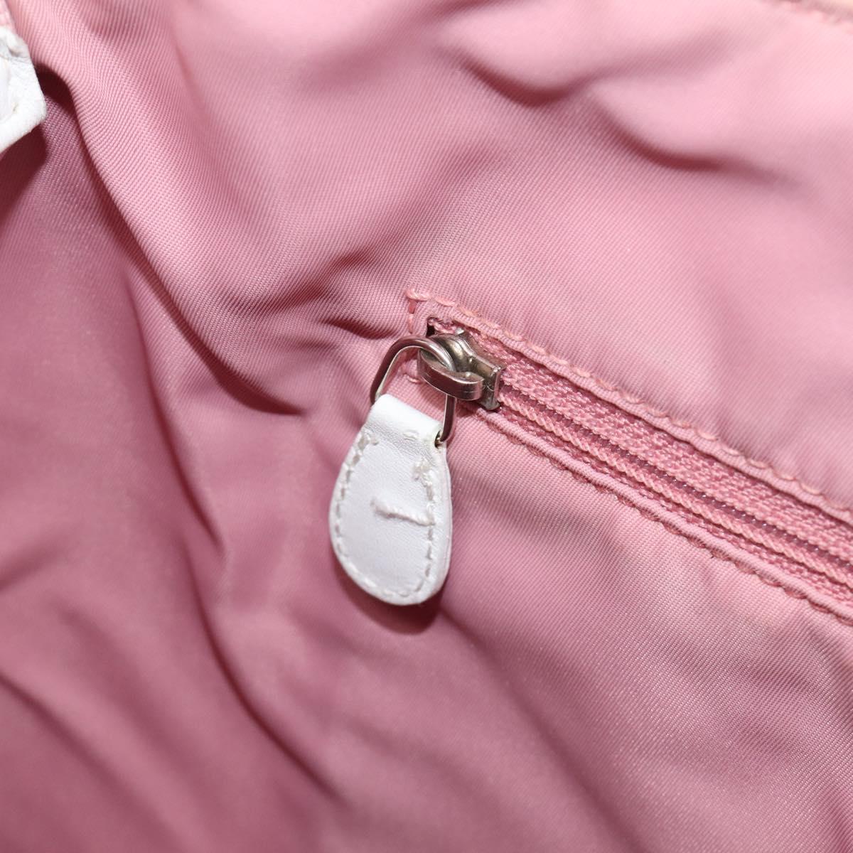 Christian Dior Trotter Canvas Shoulder Bag Pink Silver Auth bs36839