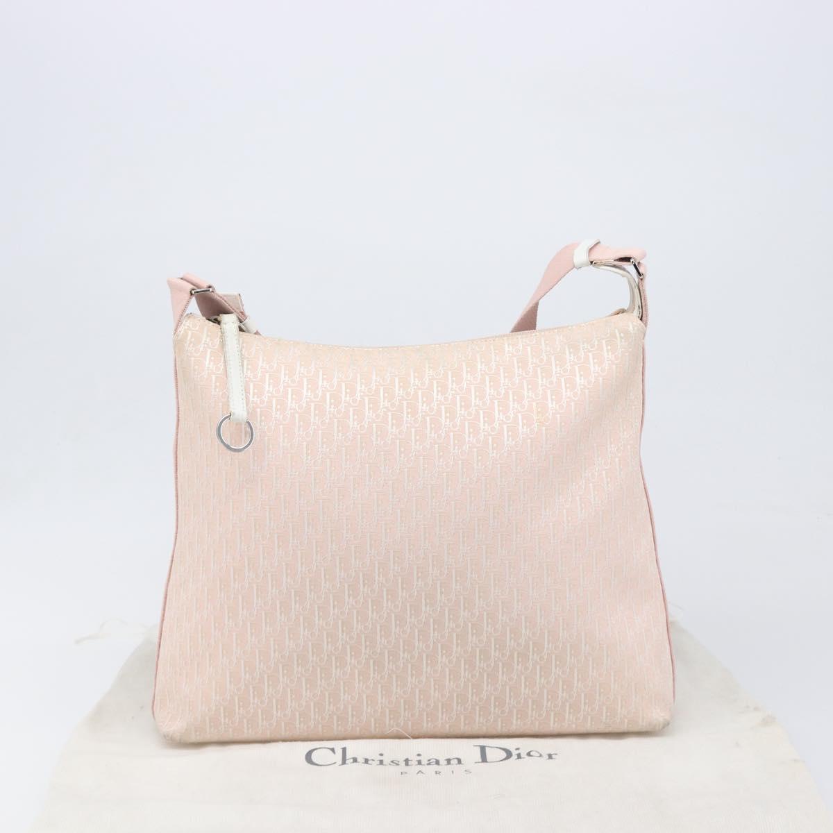 Christian Dior Trotter Canvas Shoulder Bag Pink Silver Auth bs36839