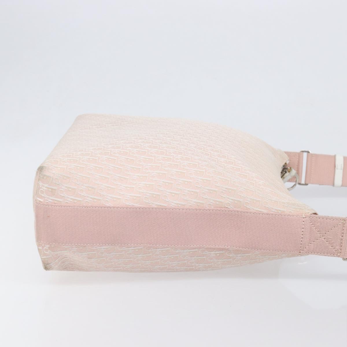 Christian Dior Trotter Canvas Shoulder Bag Pink Silver Auth bs36839