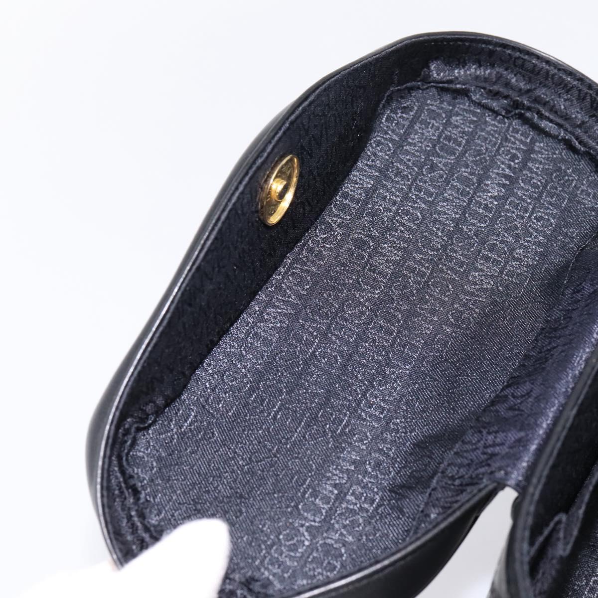 Gianni Versace Vanity Hand Bag Leather Black Gold Auth bs36840