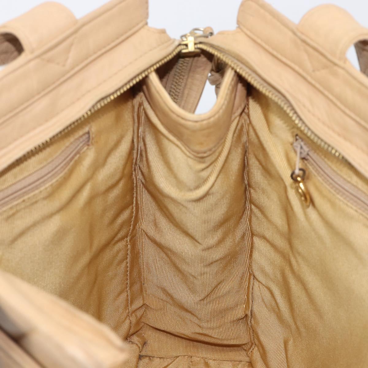 CHANEL Matelasse Shoulder Bag Lamb Skin Beige Gold CC Auth bs36843