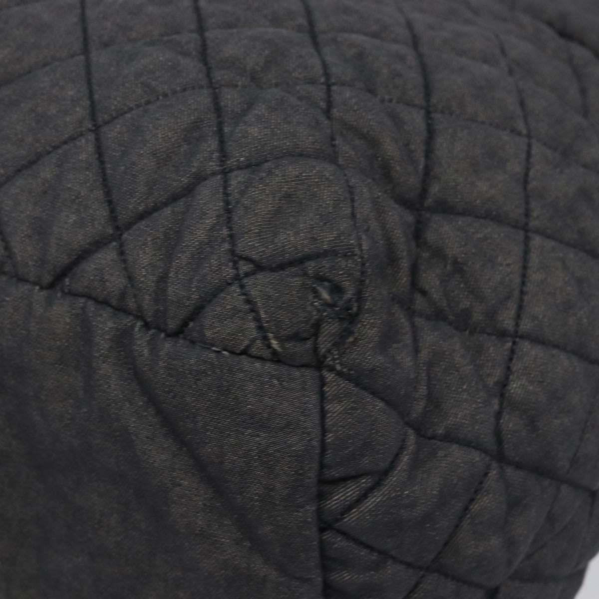 CHANEL Cococoon Tote Bag Canvas Black Silver CC Auth bs36844