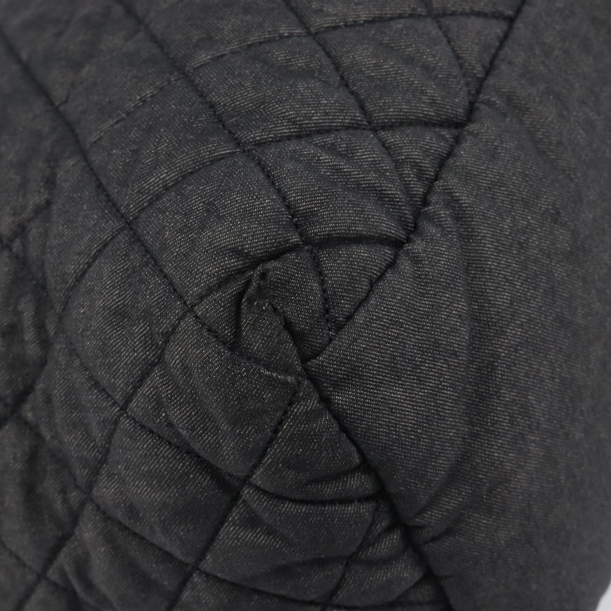 CHANEL Cococoon Tote Bag Canvas Black Silver CC Auth bs36844