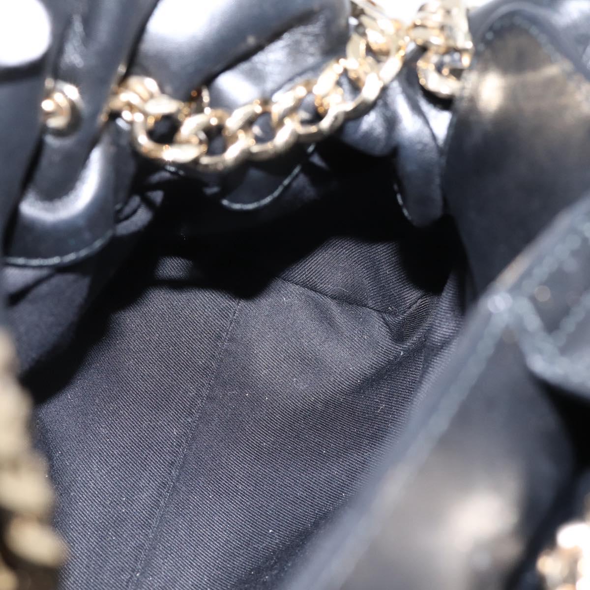 BVLGARI Chain Hand Bag Leather Gold Tone Auth bs36845