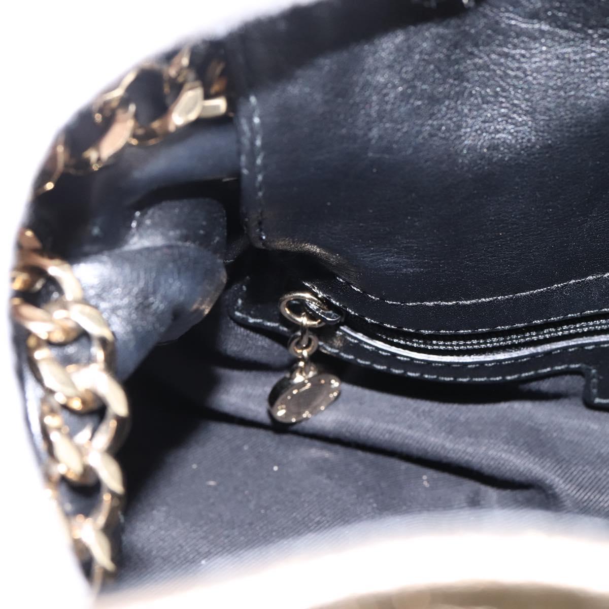 BVLGARI Chain Hand Bag Leather Gold Tone Auth bs36845