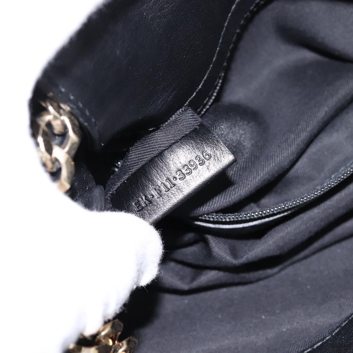 BVLGARI Chain Hand Bag Leather Gold Tone Auth bs36845