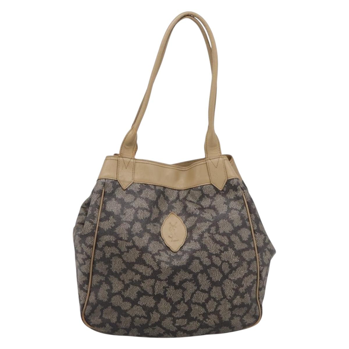 SAINT LAURENT Shoulder Bag PVC Canvas Black Gold Auth bs36847
