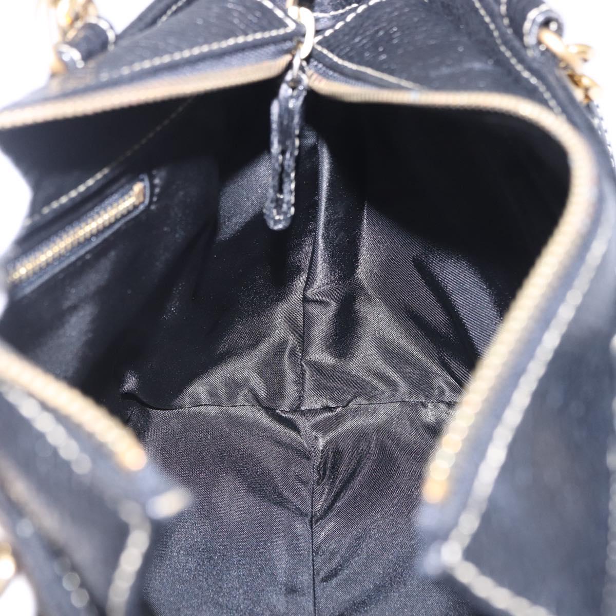 BALLY Hand Bag Leather 2way Black Gold Auth bs36848