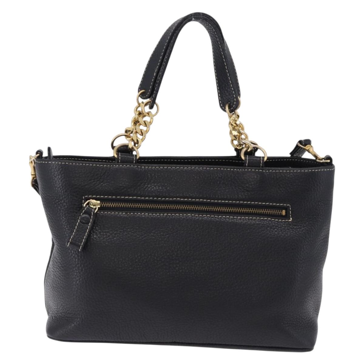BALLY Hand Bag Leather 2way Black Gold Auth bs36848