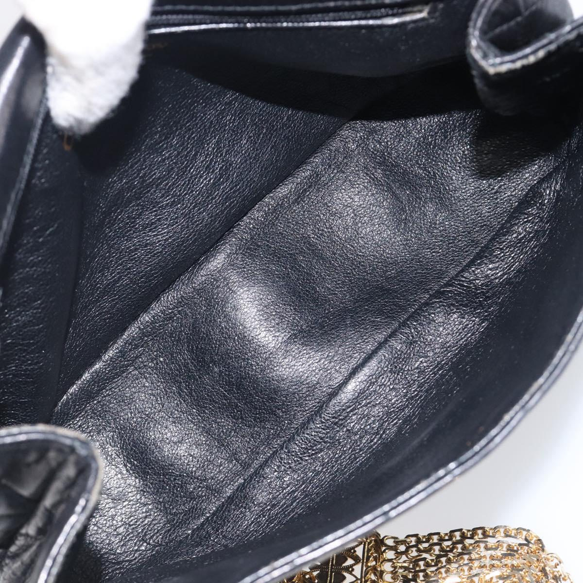 CHANEL Matelasse Chain Shoulder Bag Lamb Skin Black Gold CC Auth bs36849A