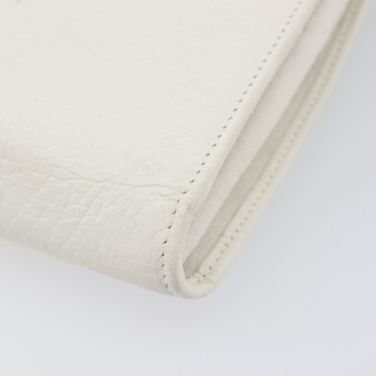 BVLGARI Clutch Bag Leather White Gold Auth bs36852