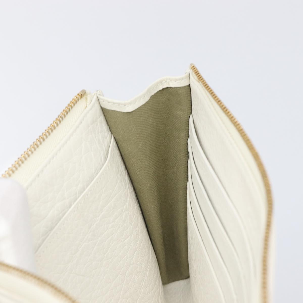BVLGARI Clutch Bag Leather White Gold Auth bs36852