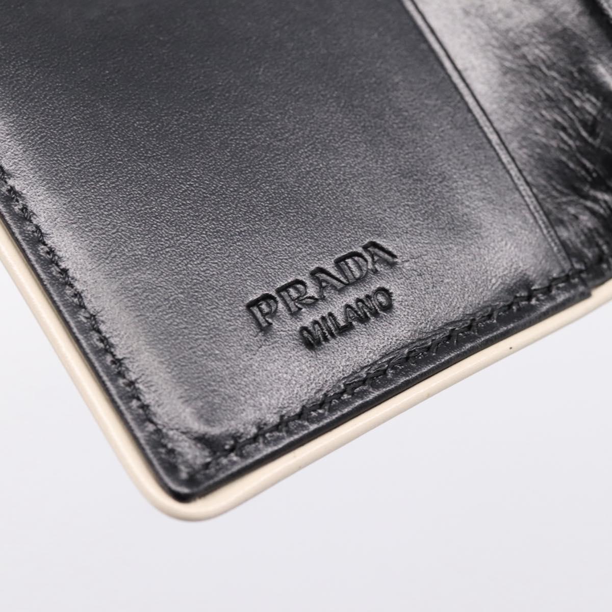 PRADA Key Case Leather Black Silver Auth bs36853