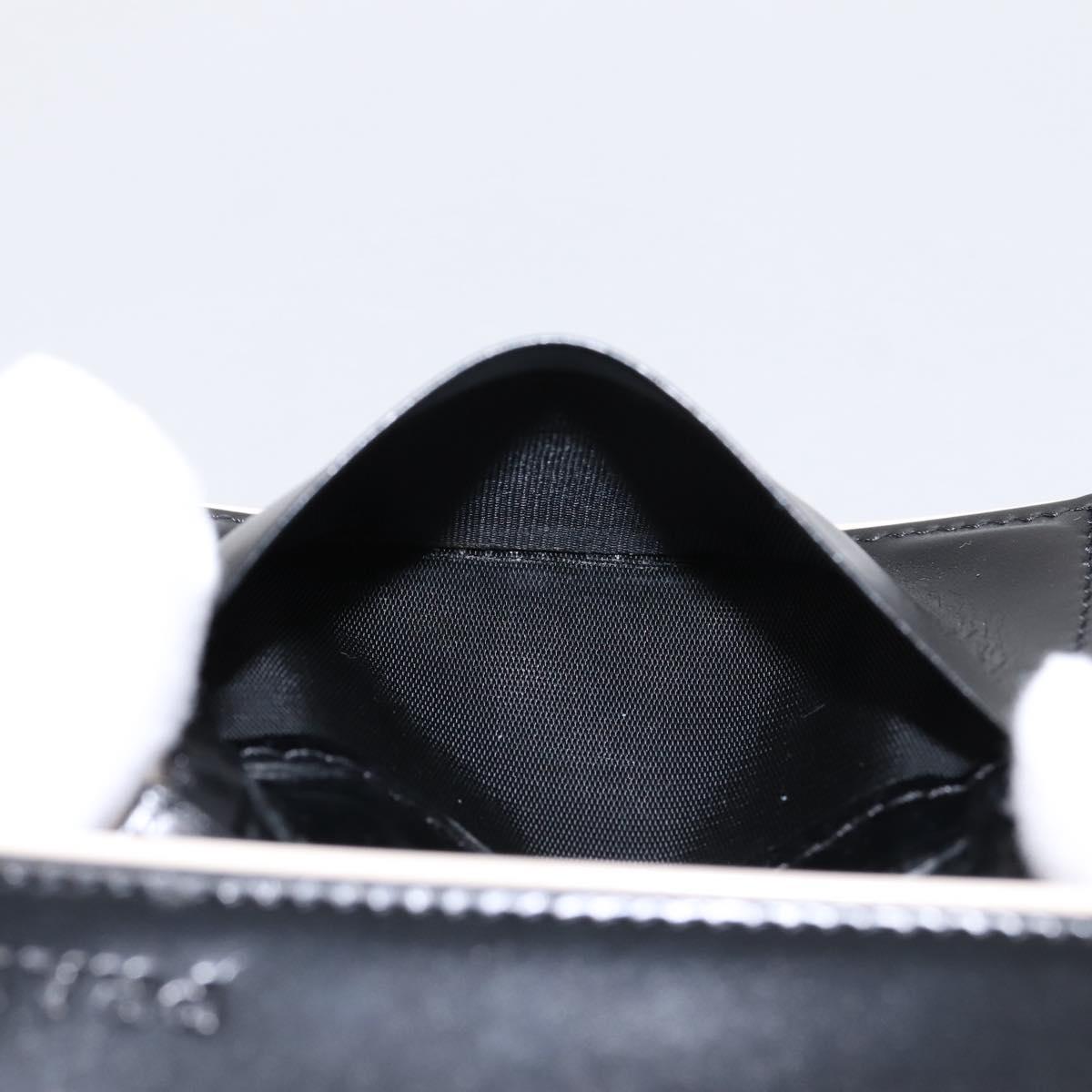 PRADA Key Case Leather Black Silver Auth bs36853