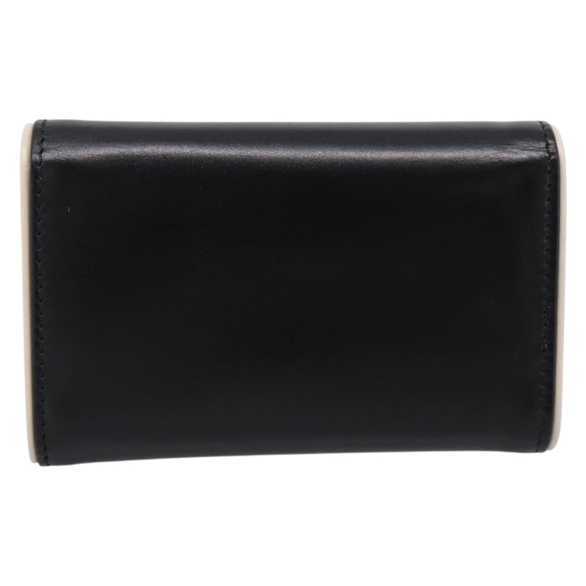 PRADA Key Case Leather Black Silver Auth bs36853