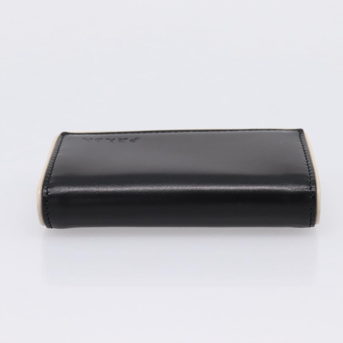 PRADA Key Case Leather Black Silver Auth bs36853