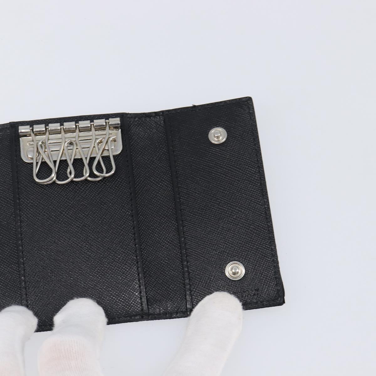 PRADA Key Case Nylon Black Silver Black Auth bs36854