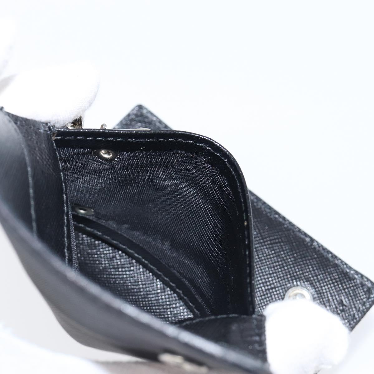 PRADA Key Case Nylon Black Silver Black Auth bs36854
