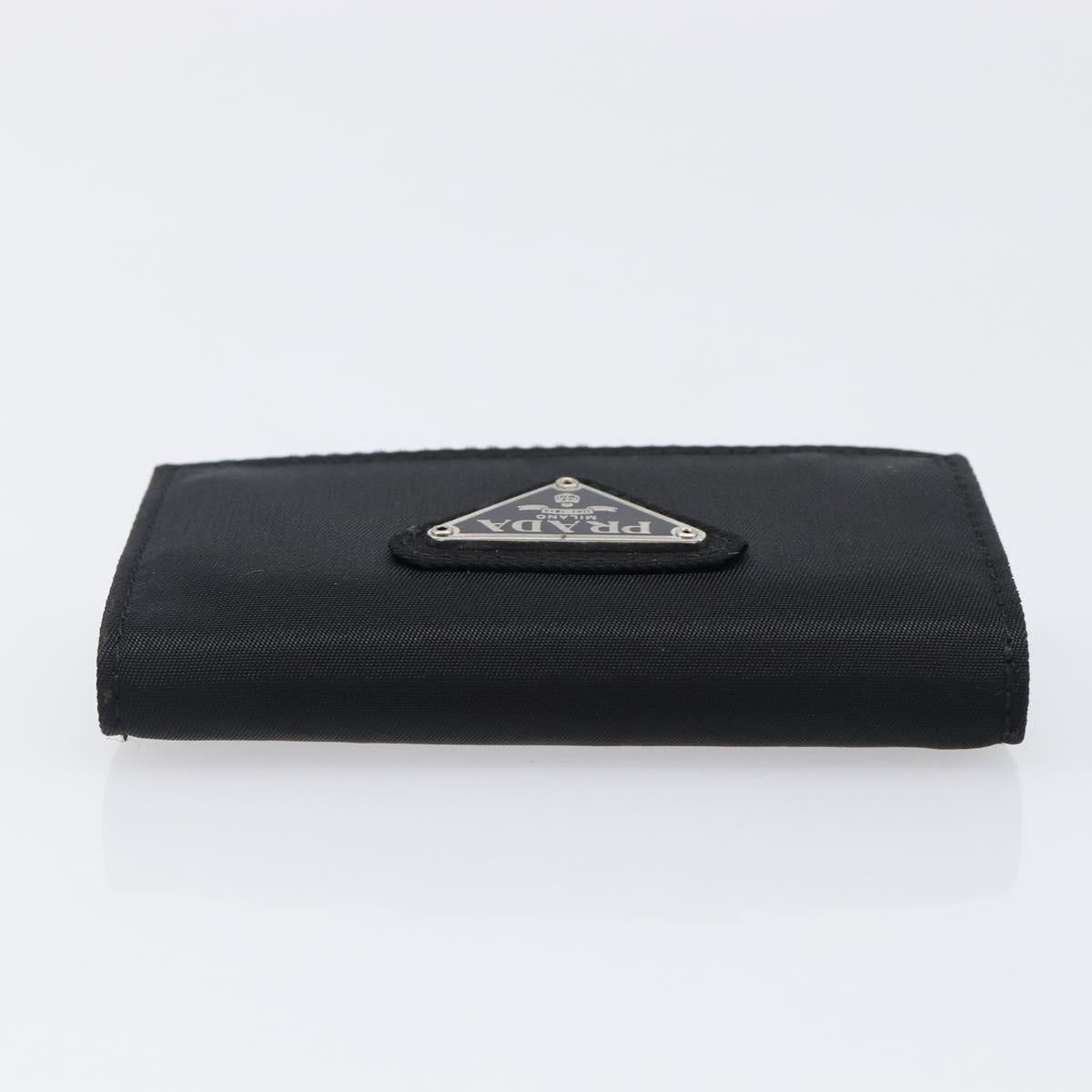 PRADA Key Case Nylon Black Silver Black Auth bs36854