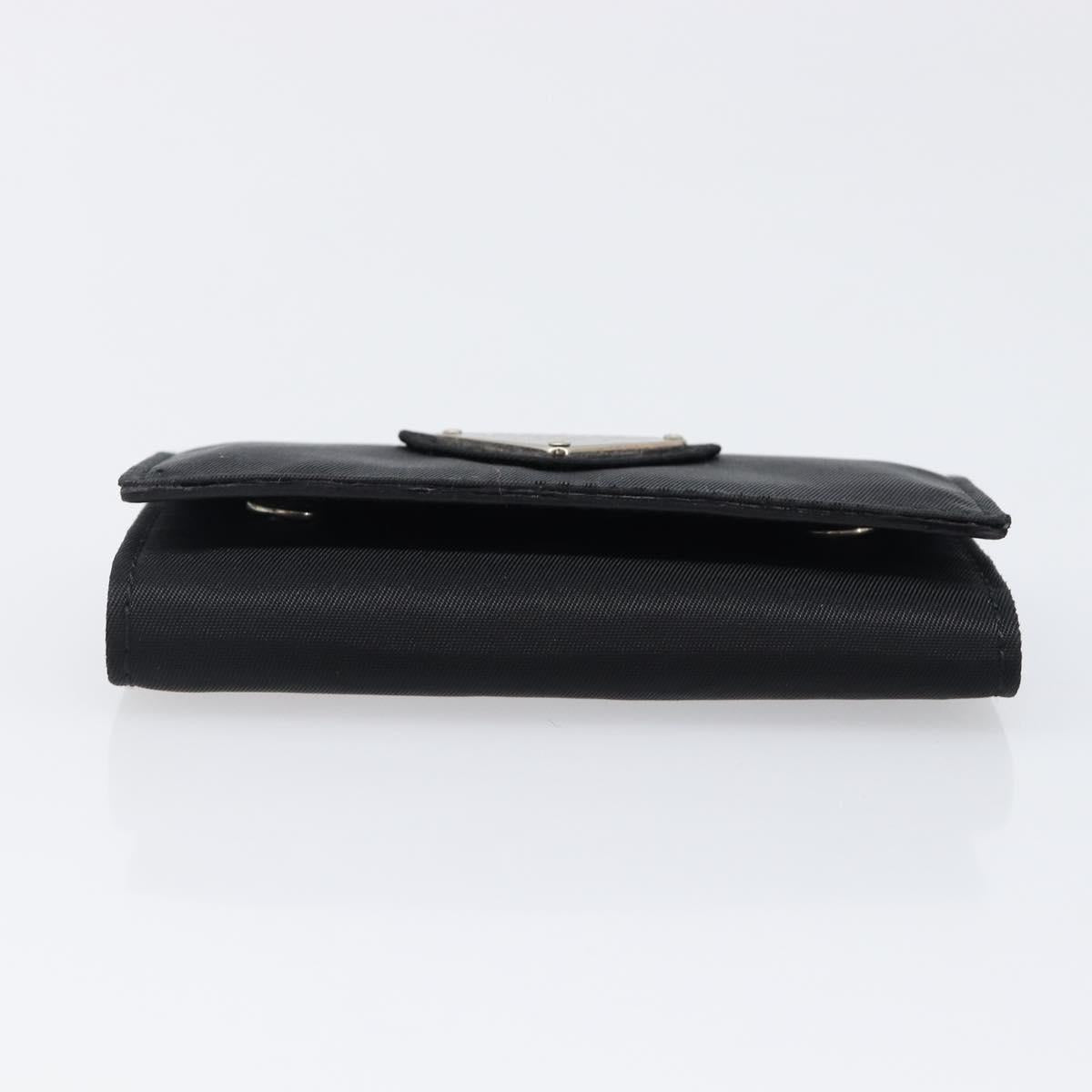 PRADA Key Case Nylon Black Silver Black Auth bs36854