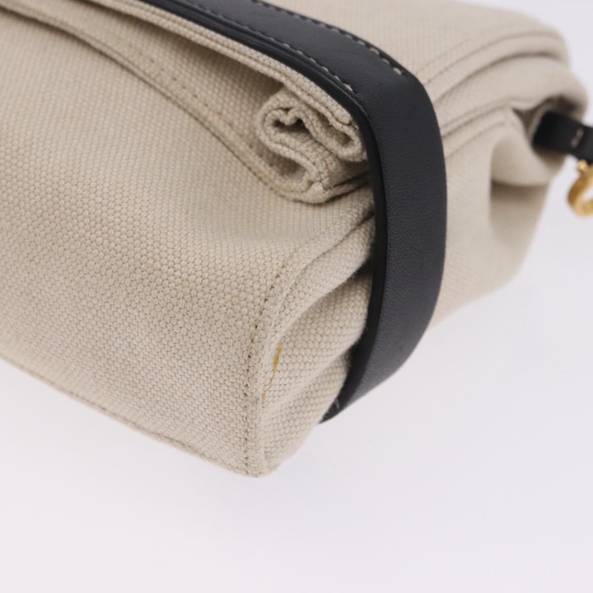 BOTTEGA VENETA Shoulder Bag Canvas Beige Gold Auth bs36856