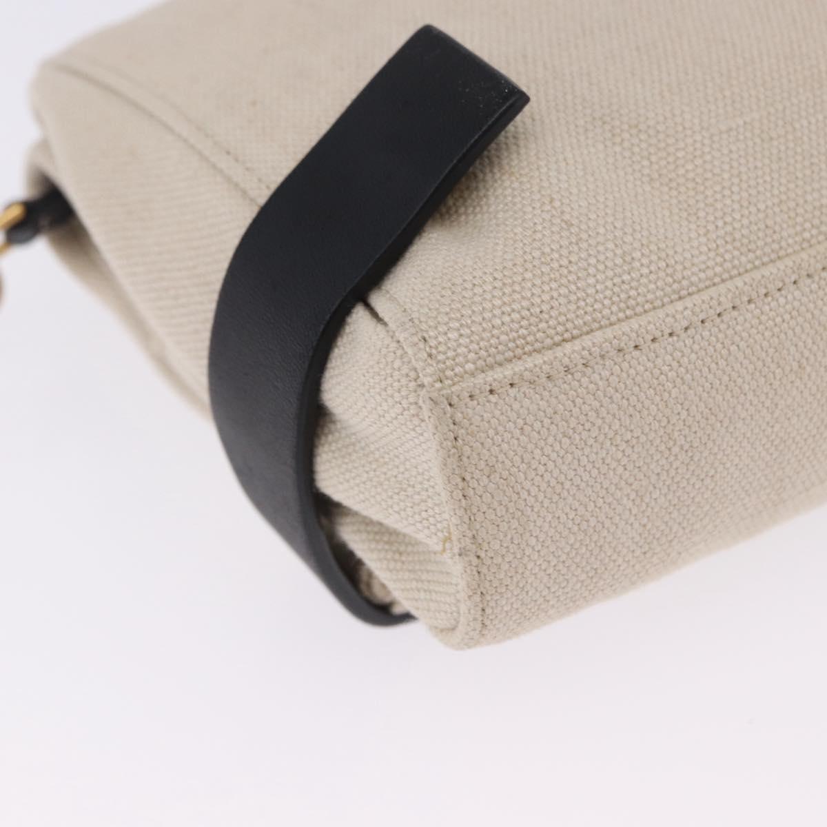 BOTTEGA VENETA Shoulder Bag Canvas Beige Gold Auth bs36856