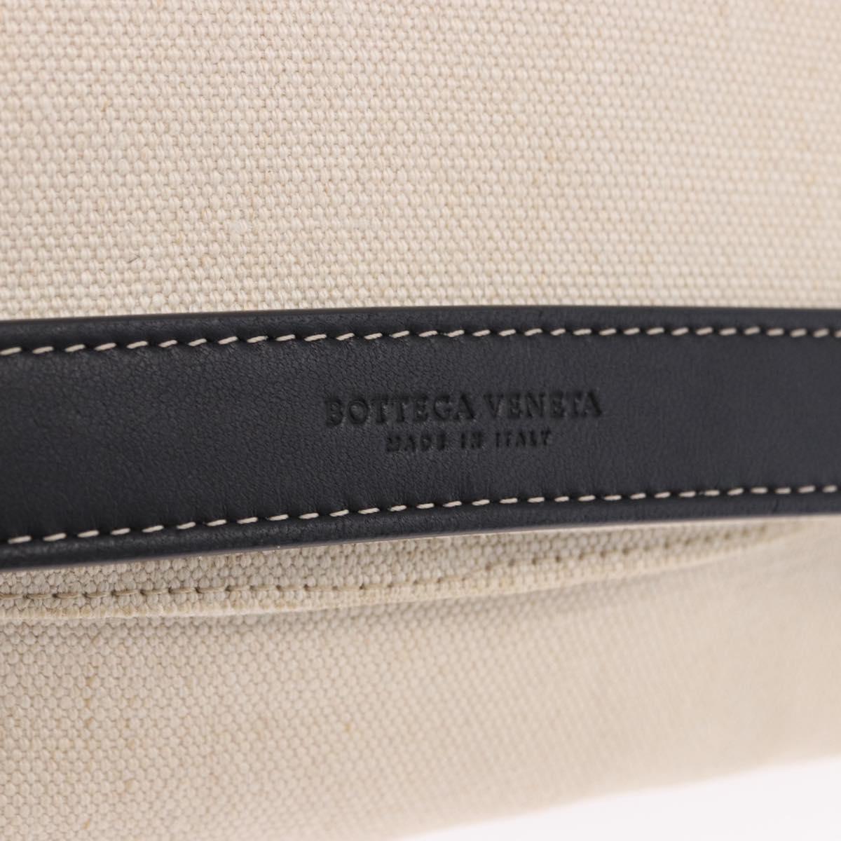 BOTTEGA VENETA Shoulder Bag Canvas Beige Gold Auth bs36856