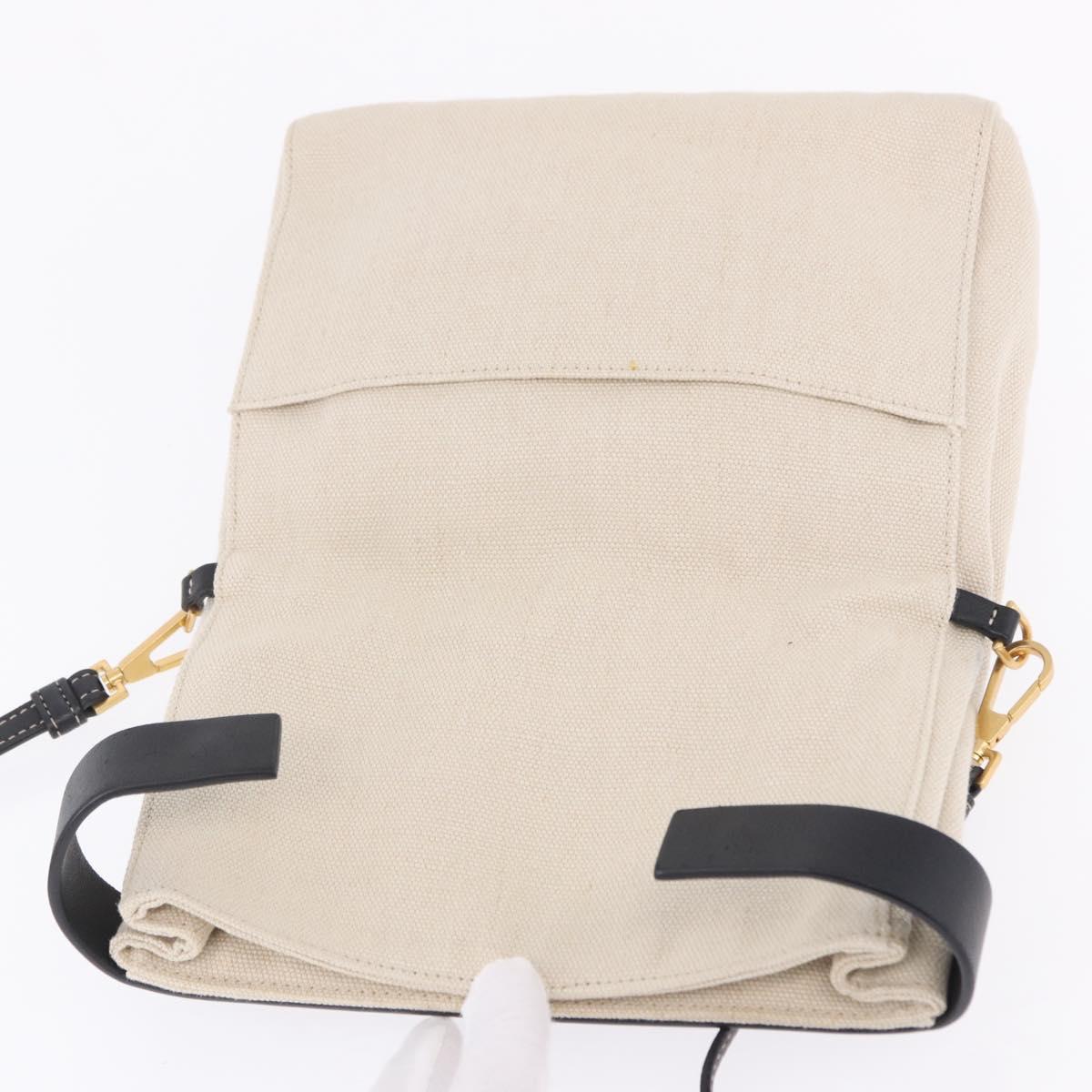BOTTEGA VENETA Shoulder Bag Canvas Beige Gold Auth bs36856