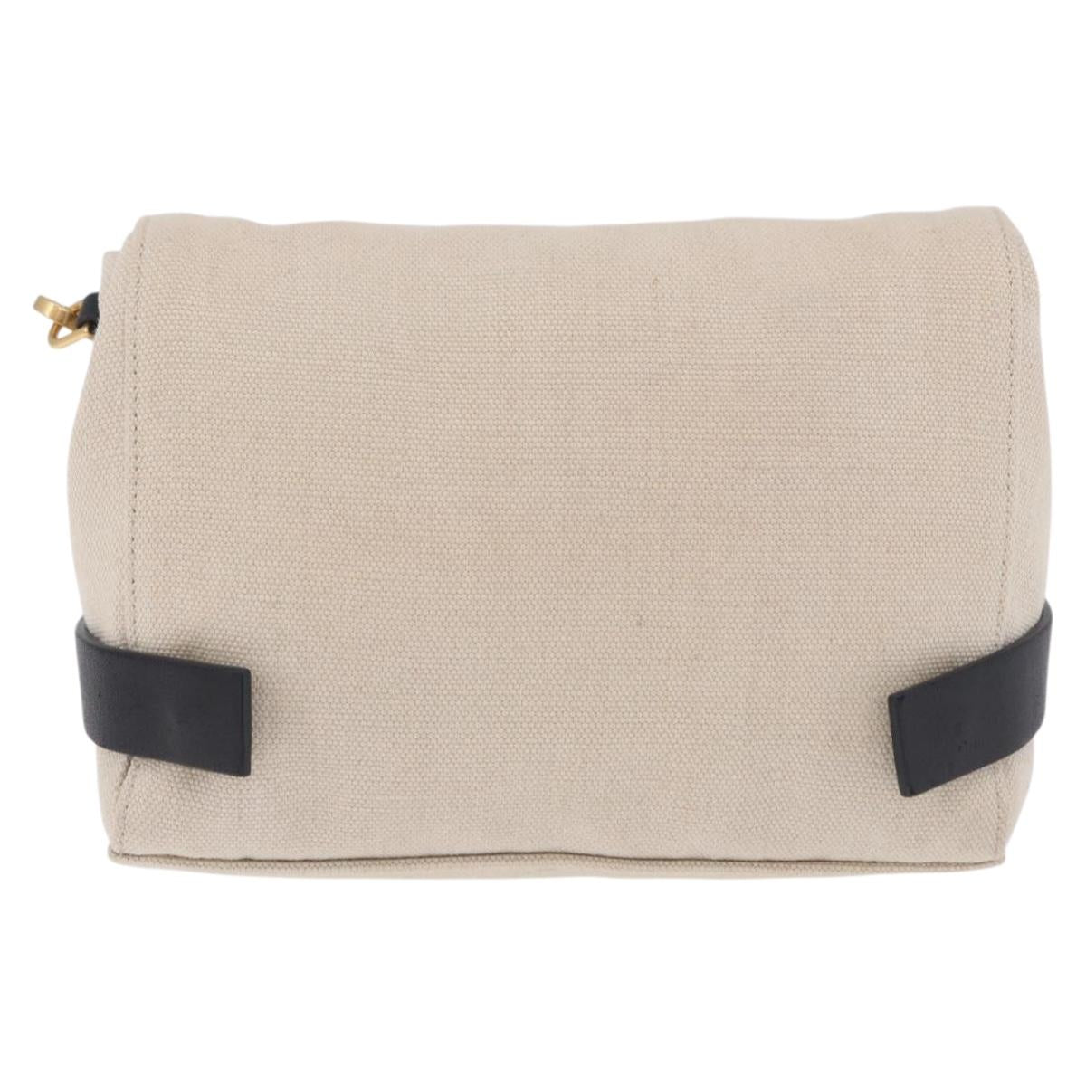 BOTTEGA VENETA Shoulder Bag Canvas Beige Gold Auth bs36856