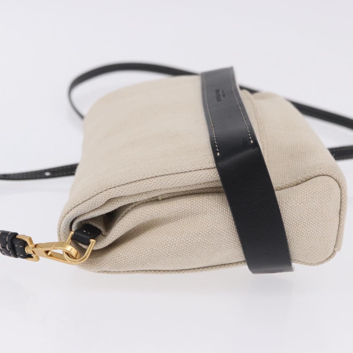 BOTTEGA VENETA Shoulder Bag Canvas Beige Gold Auth bs36856
