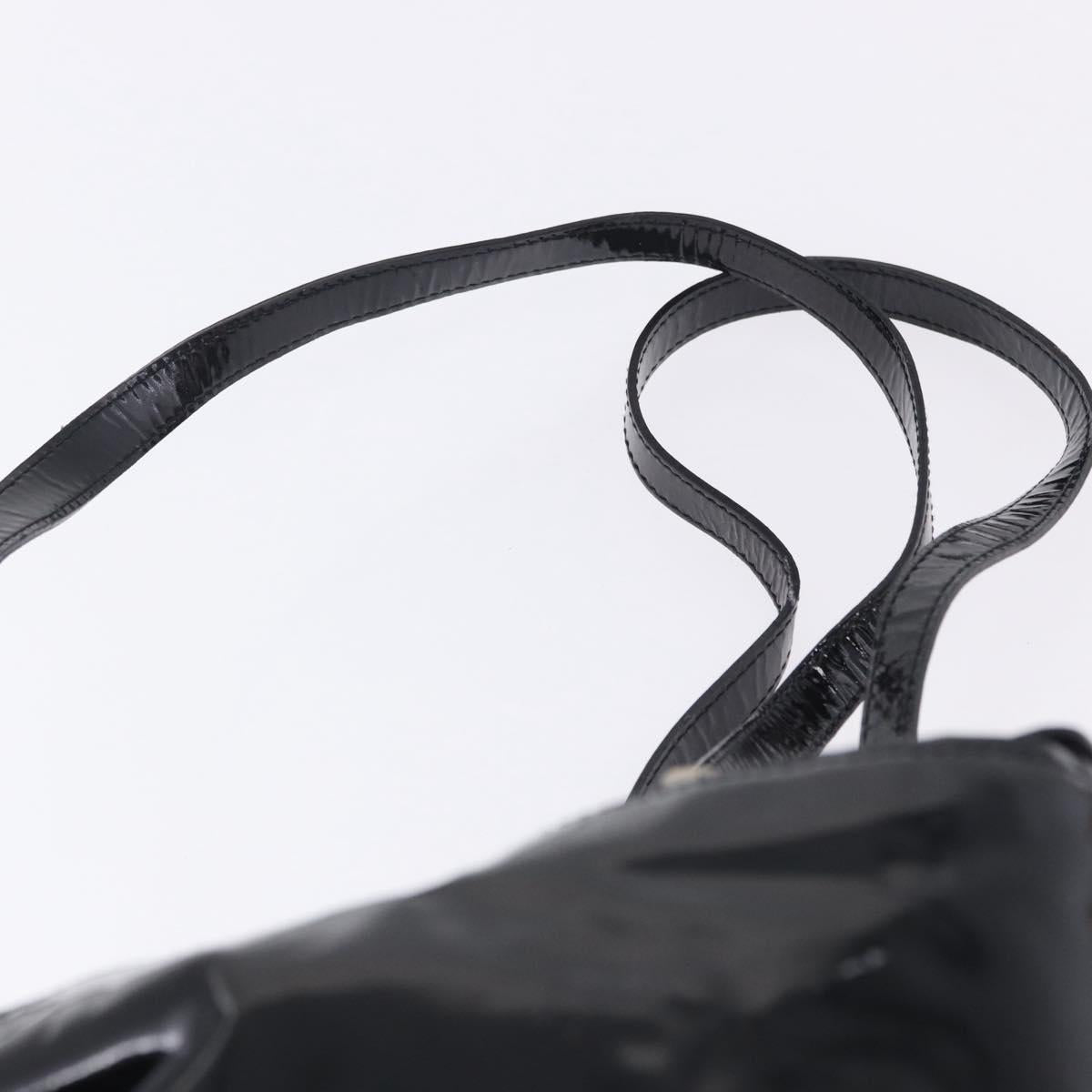 PRADA Backpack Patent Leather Black Silver Auth bs36857
