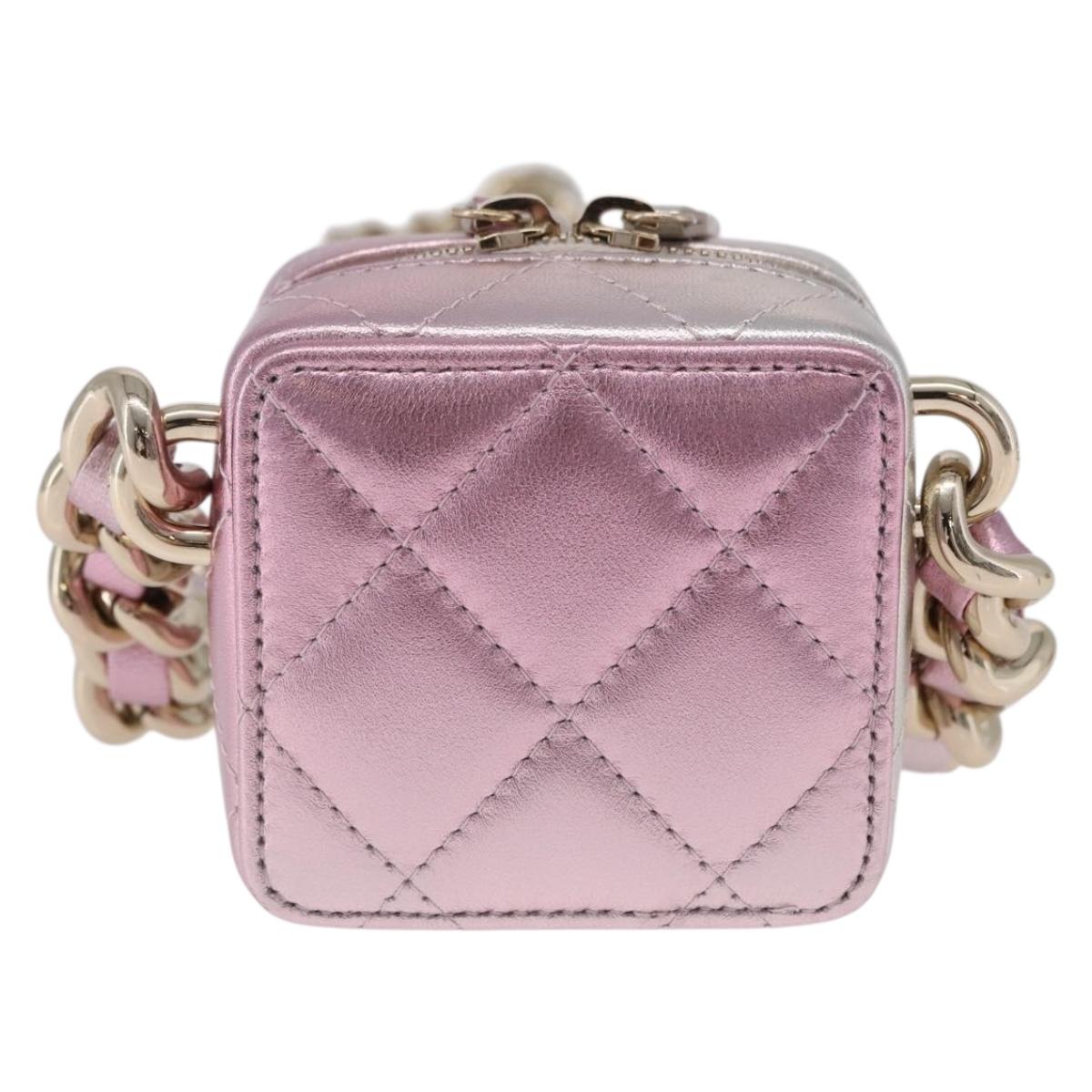 CHANEL Matelasse Chain Shoulder Pouch Lamb Skin Gold Silver CC Auth bs36858SAM