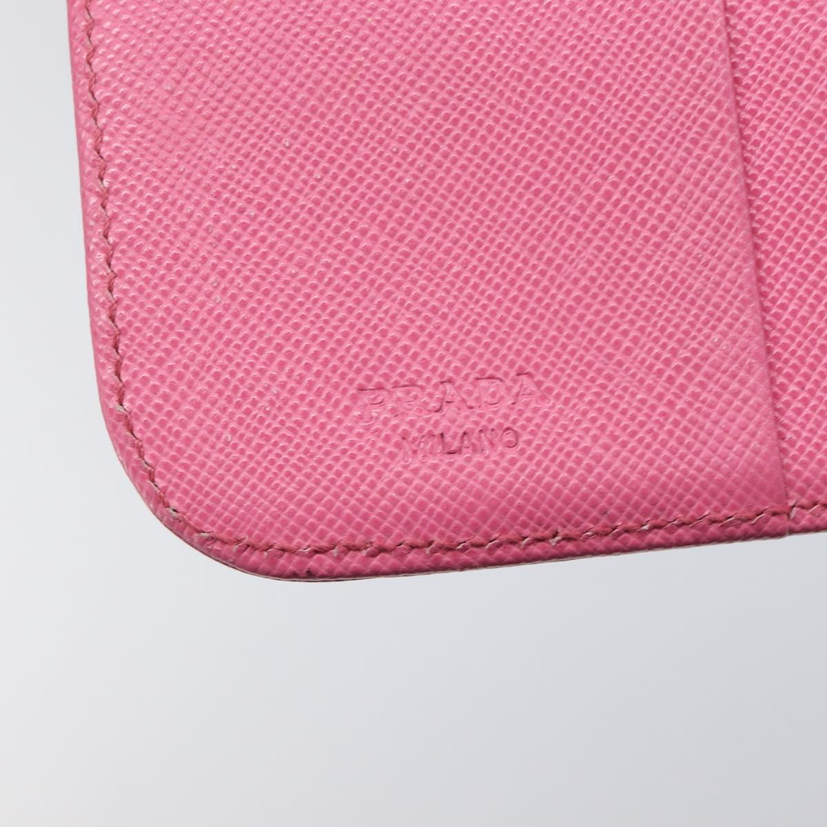 PRADA Bifold Wallet Safiano Leather Pink Silver Auth bs36862