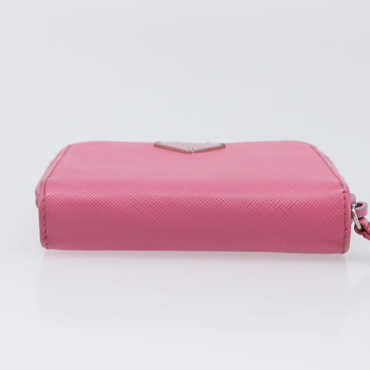 PRADA Bifold Wallet Safiano Leather Pink Silver Auth bs36862