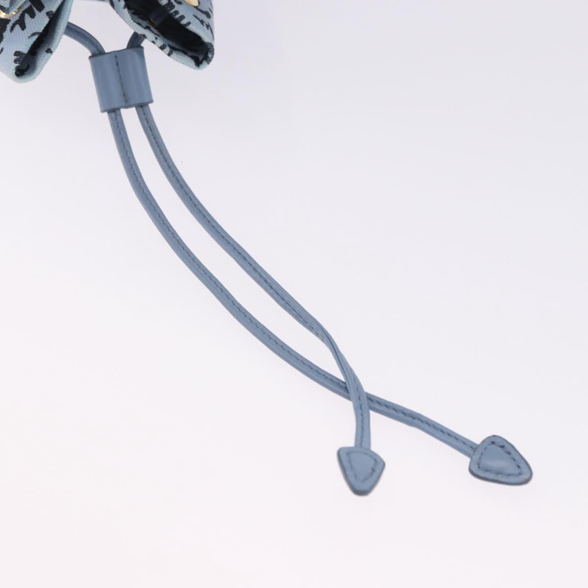 Miu Miu Drawstring Pouch Canvas Light Blue Gold Auth bs36863V