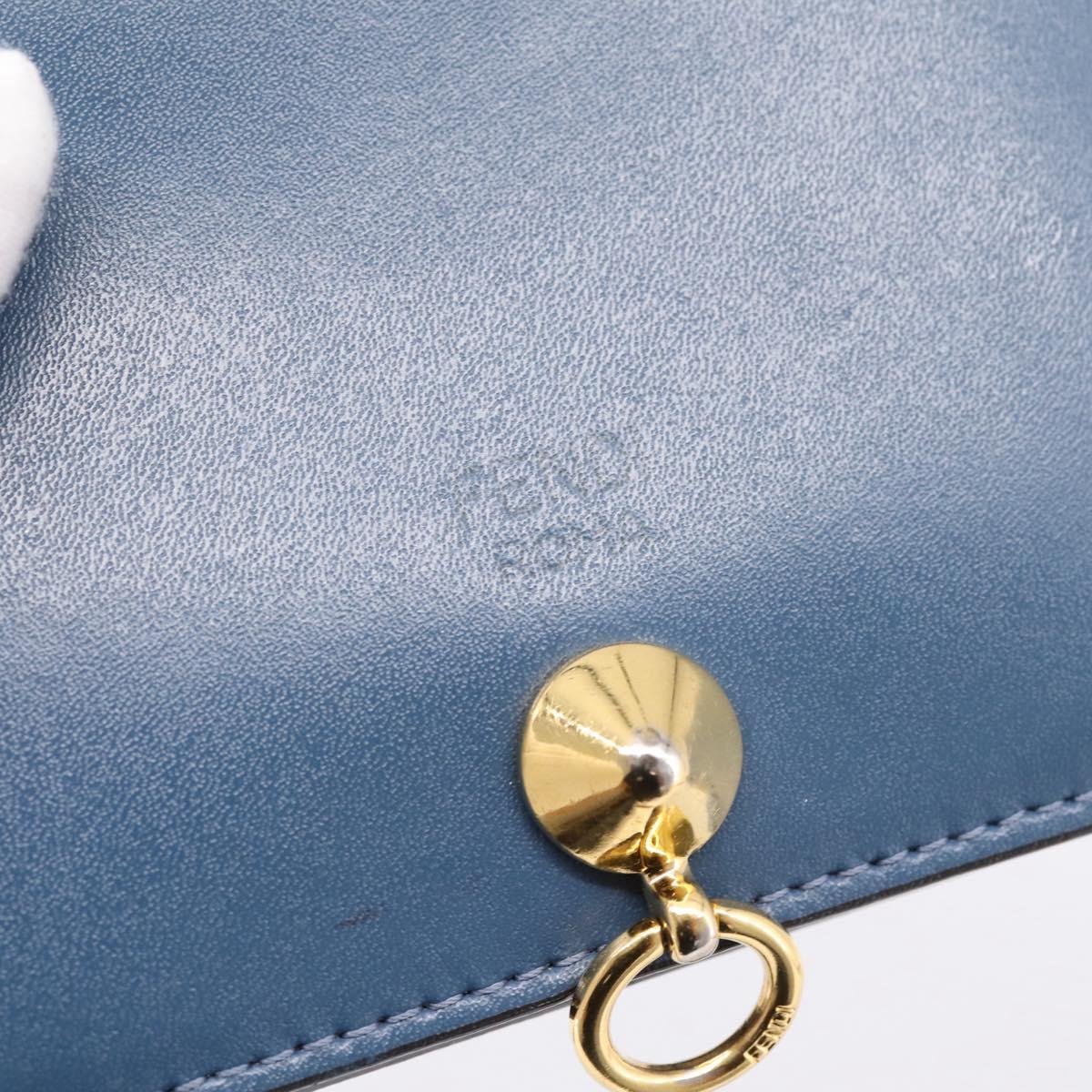 FENDI Bifold Wallet Leather Blue Gold Auth bs36865
