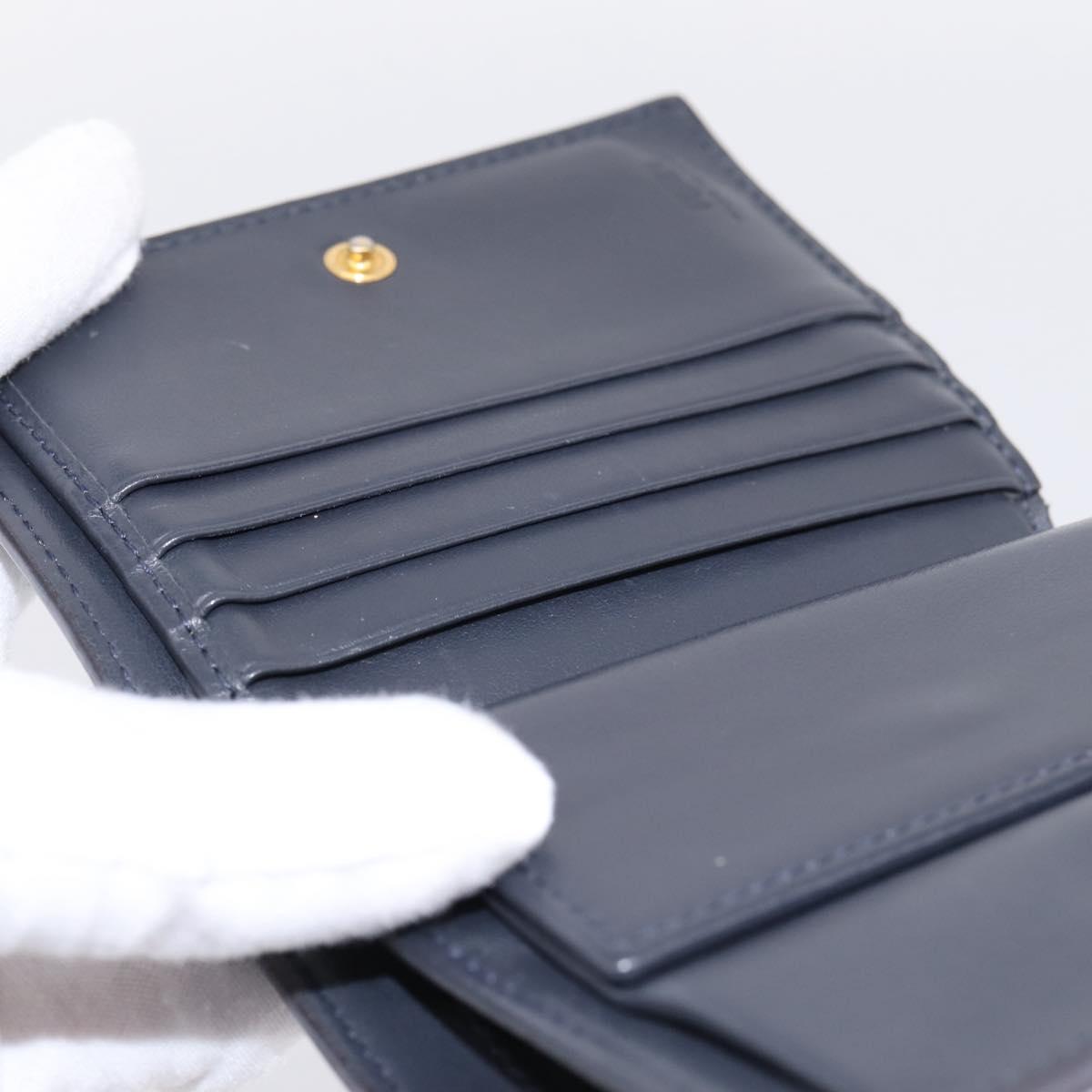 FENDI Bifold Wallet Leather Blue Gold Auth bs36865