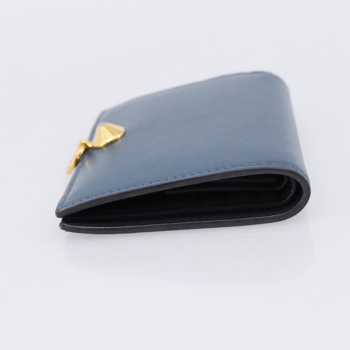 FENDI Bifold Wallet Leather Blue Gold Auth bs36865