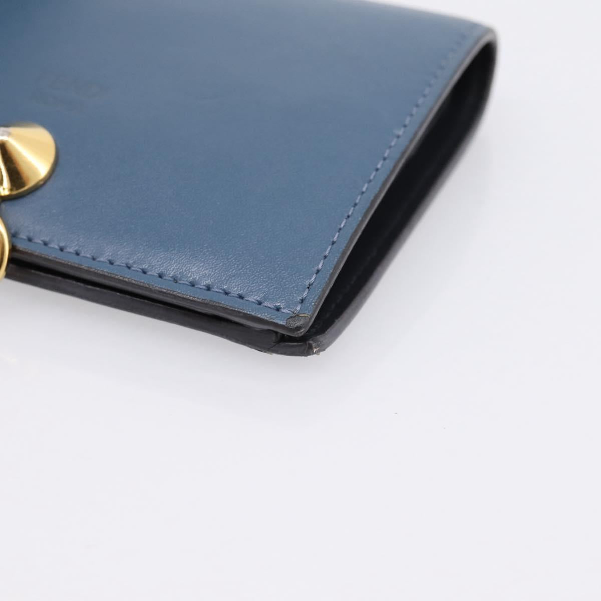 FENDI Bifold Wallet Leather Blue Gold Auth bs36865