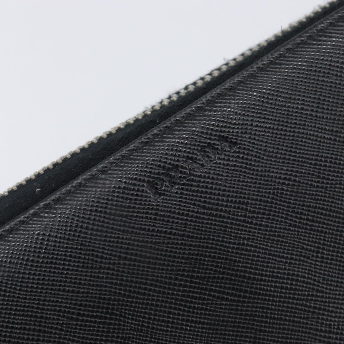 PRADA Long Wallet Safiano Leather Black Silver Auth bs36866