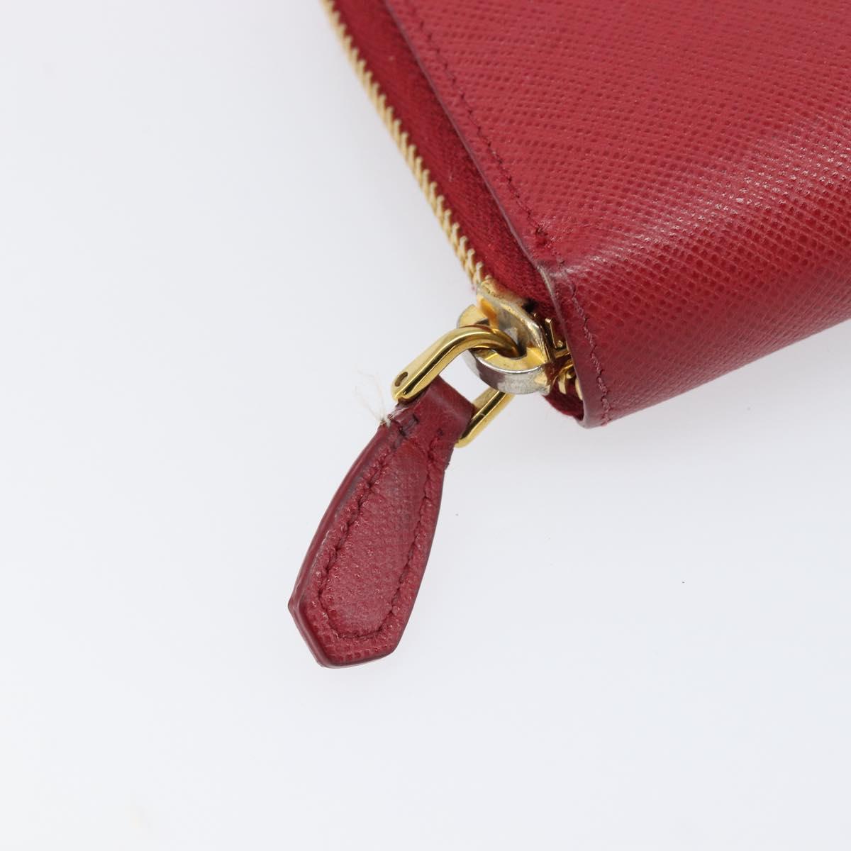 PRADA Long Wallet Safiano Leather Red Gold Auth bs36867