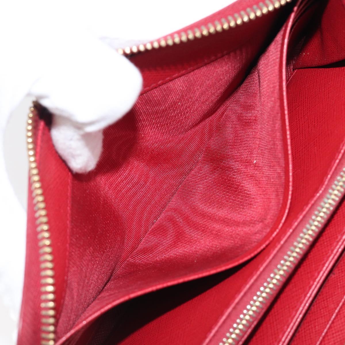 PRADA Long Wallet Safiano Leather Red Gold Auth bs36867