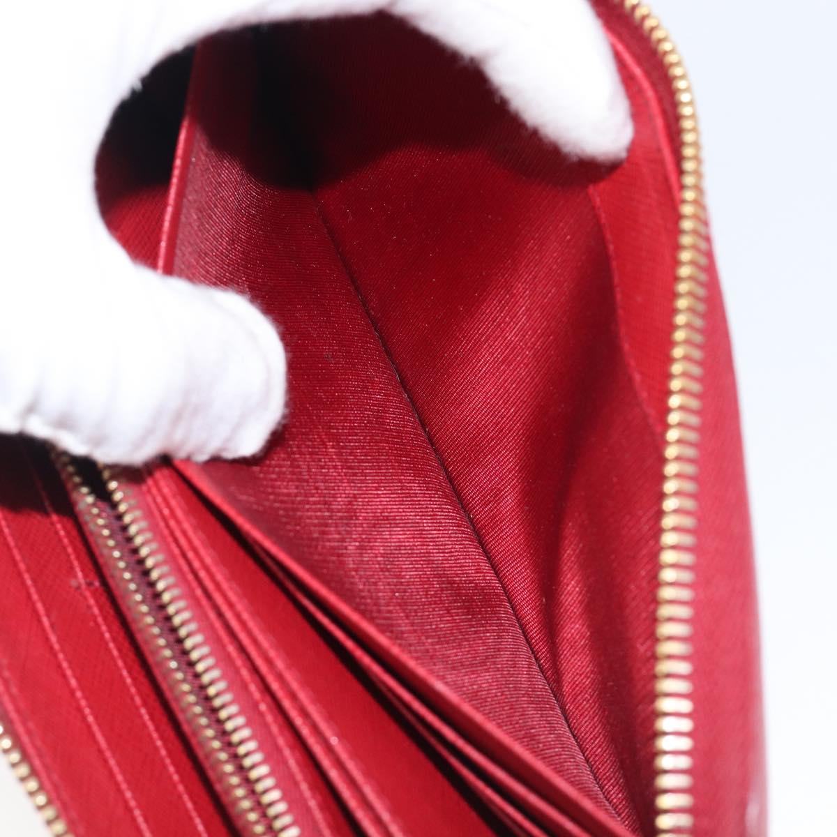 PRADA Long Wallet Safiano Leather Red Gold Auth bs36867