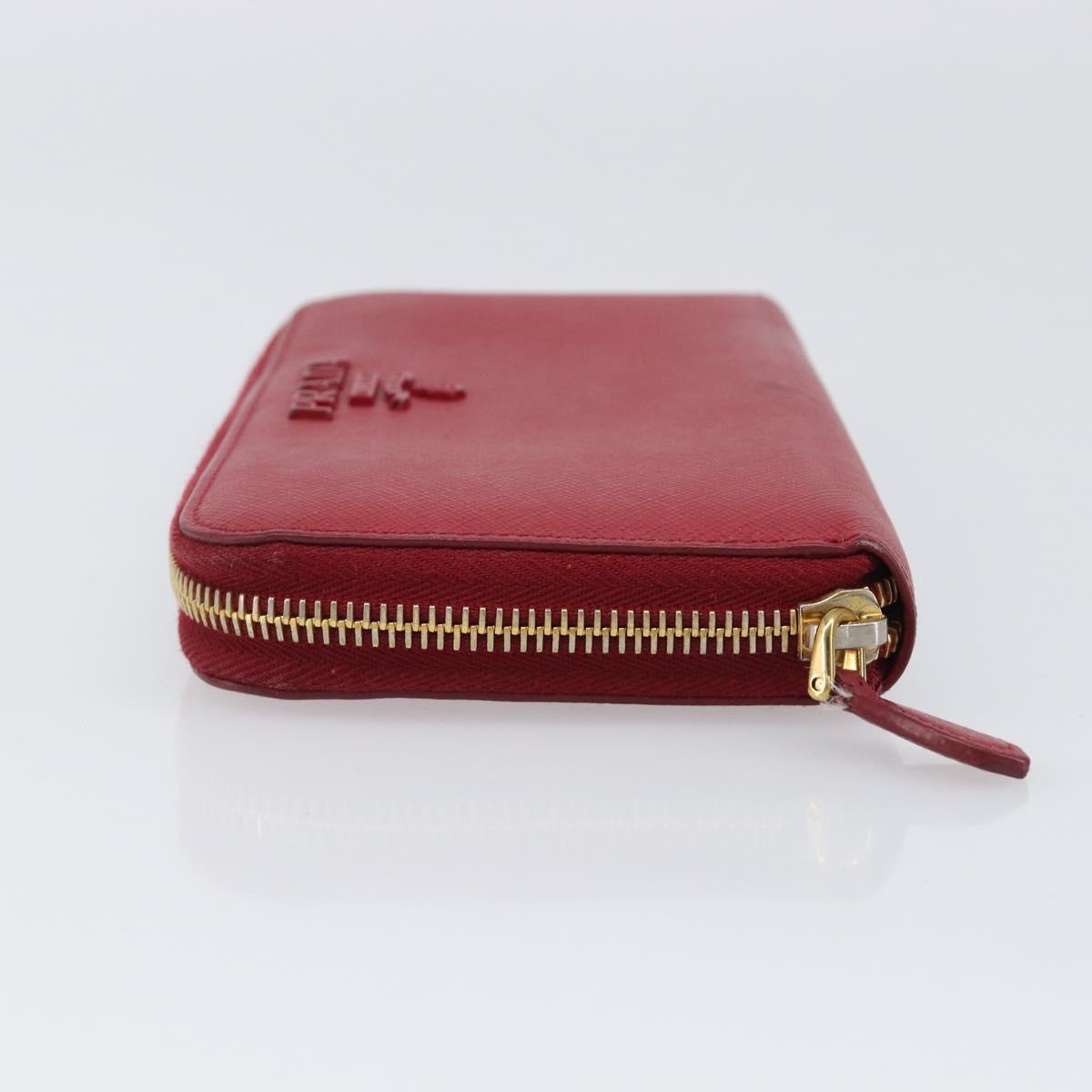 PRADA Long Wallet Safiano Leather Red Gold Auth bs36867